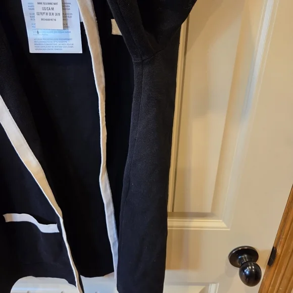 Anne KleinTipped Patch-Pocket Cardigan Women's Medium Black Open Front - Picture 8 of 15
